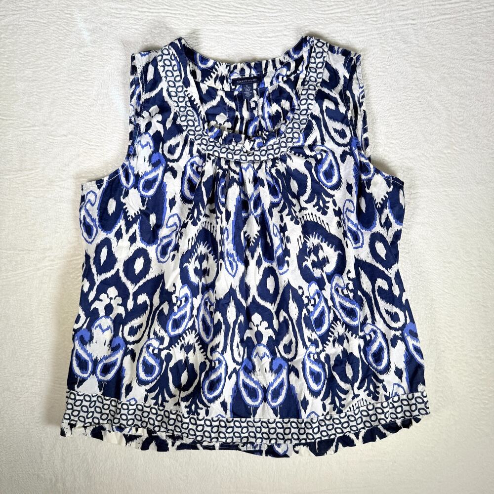 Tommy Hilfiger Womens XL Ikat-print (Abstract) Boho Flowy Vintage Inspired Sheer